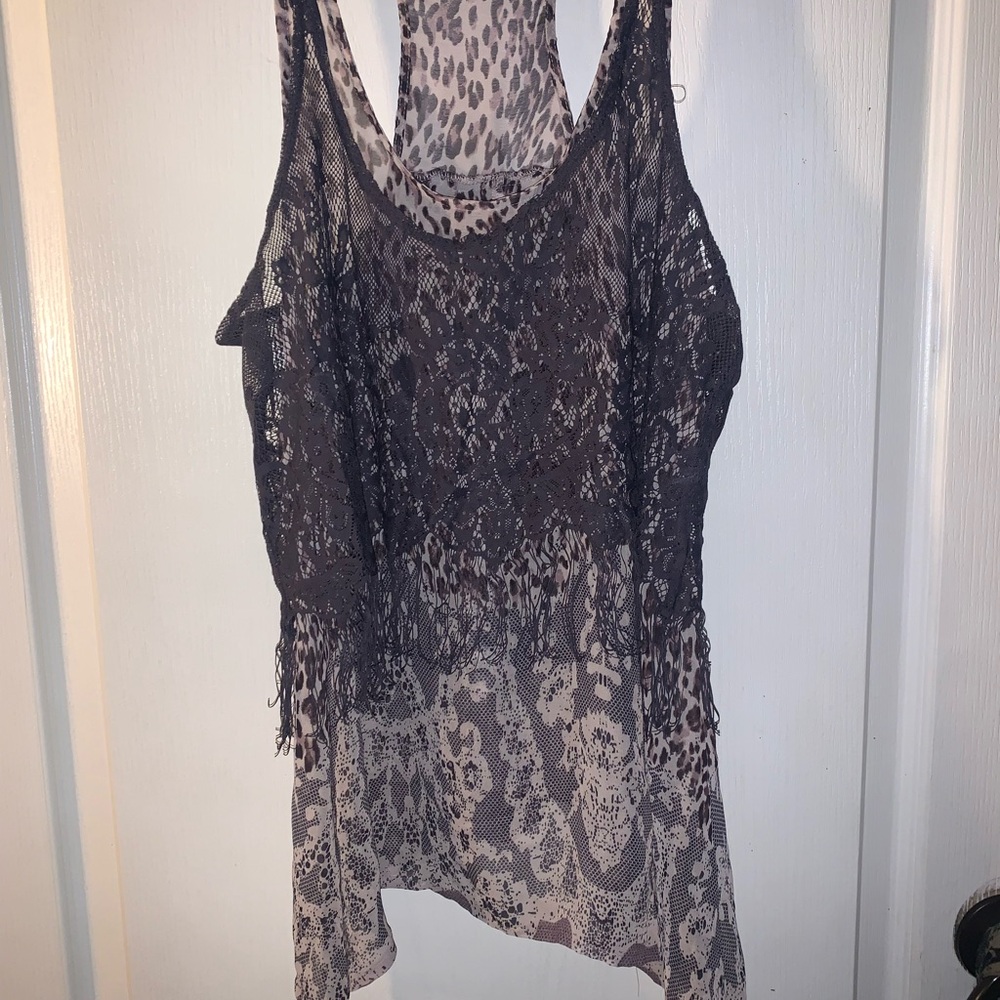 Daytrip Lace Overlay Camisole in Black and Gray